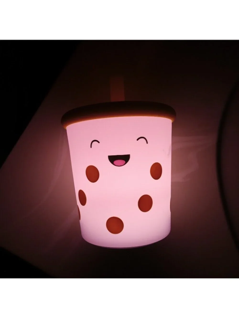 Pillowfort Rechargeable Boba Tea Night Light Pink Sleep Timer USB Kawaii Decor